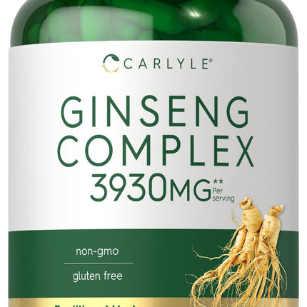 Carlyle Ginseng Complex Capsules | 200 Count | Traditional Herbal Root Extract Supplement | Non-GMO and Gluten Free