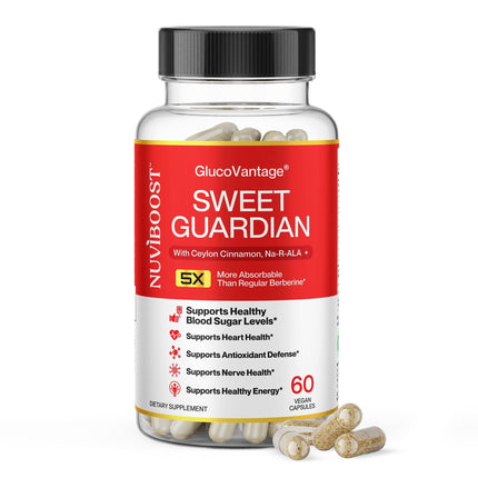 NUVIBOOST Super Dihydroberberine (GlucoVantage®) 200mg with Ceylon Cinnamon, Alpha Lipoic Acid, Selenium, Gymnema Sylvestre, Benfotiamine and Others for Overall Immunity.
