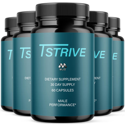 (5 Pack) Tstrive for Men, Official T Strive Pills for Men with All Natural Ingredients, Maximum Strength Tstrive Men's Supplement with Vitamins Supporting Wellness and Advanced Health (300 Capsules)