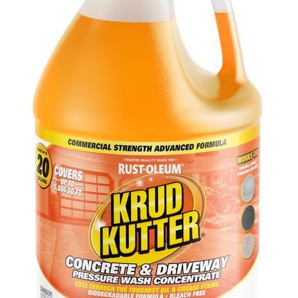 Krud Kutter Concrete & Driveway Pressure Washer Concentrate & Manual Use Cleaner | Cuts Through The Toughest Oil & Grease Stains From Concrete, Asphalt, Stone, Brick, Pavement and More | 1 Gallon