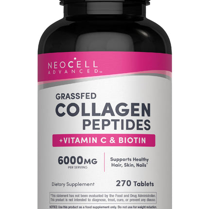 NeoCell Advanced Collagen Peptides | 270 Tablets | 6000mg | for Women and Men | with Vitamin C & Biotin | Non-GMO, Gluten & Soy Free