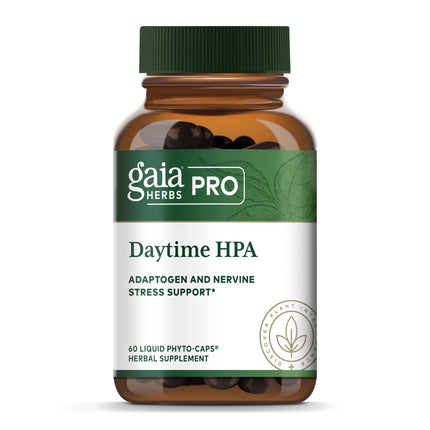 GAIA HERBS PRO Daytime HPA - Adaptogen Support Supplement - Nervous System Support Supplement with Olive Oil & Rhodiola* - Vegan, Gluten-Free, Soy-Free - 60 Liquid Phyto-Caps (30 Servings)