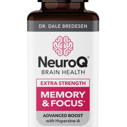 NeuroQ Memory & Focus Extra Strength - Boosts Cognitive Performance & Brain Function - Supports Neuroprotection & Concentration - Huperzine A, Gotu Kola, Ginkgo, Coffee Fruit & Propolis - 60 Capsules