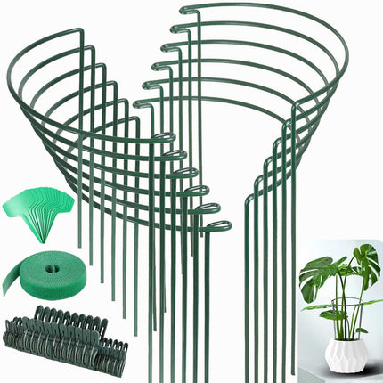 12 Pack Plant Support Stakes, Size 10"x16", Come with 15 Pcs Plant Labels, 20 Pcs Plant Clips, 7ft Plant Ties, Metal Garden Peony Cages and Supports for Potted Plants Tomato Hydrangea