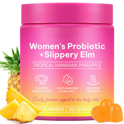Rulviou Women's Probiotic Gummies for Vaginal Health - pH Balance & Immune Support Supplement, Pineapple Flavor, 60 Count | Feminine Care Vitamins for Women