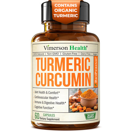 Turmeric Curcumin Supplement – 1200mg Organic Turmeric Curcumin with Black Pepper Extract for Max Absorption – Digestive & Joint Supplements for Men & Women w. Tumeric Extract & Bioperine – 60 Caps