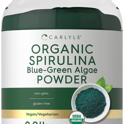 Carlyle Organic Spirulina Powder 2.2 lbs | Blue Green Algae | 8g Spirulina per Serving | Vegan, Non-GMO, Gluten Free Supplement