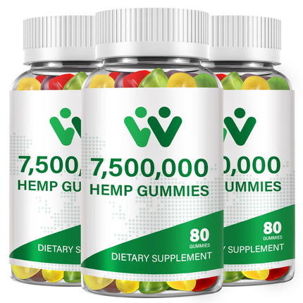 3 Packs Organic Hemp Gummies 7,500,000 High Strength - High Potency Hemp Oil Infused Gummiеs - Natural Hemp Candy Supplements - 240 Gummiеs