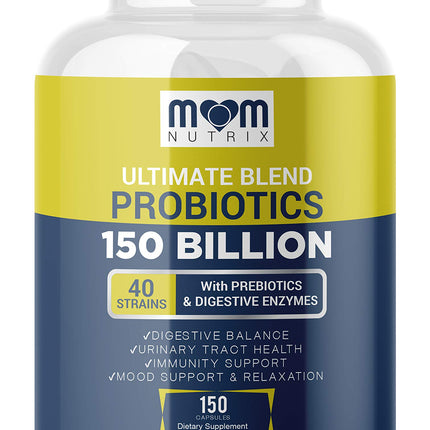 Probiotics 150 Billion CFU - 40 Strain Probiotics for Women, Men and Adults - Shelf Stable Probiotic with Organic Prebiotic - Acidophilus Probiotic - 150 Capsules - Made in USA