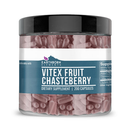Earthborn Elements Vitex (Chasteberry) 200 Capsules, Pure & Undiluted, No Additives