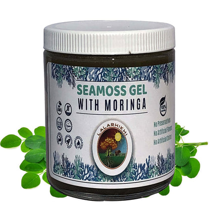 Sea Moss Gel with Moringa and Cinnamon - Organic Sea Moss Gel for Skin and Nail Health, Immune System Support, and Enhanced Energy Level - Essential Vitamin and Mineral Rich Formulation - 16oz.