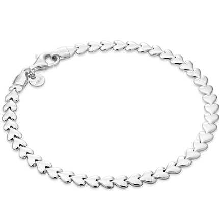 Miabella 925 Sterling Silver Italian Heart Link Tennis Bracelet for Women, Made in Italy (7, Inches)