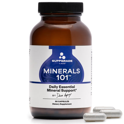 Suppgrade Labs Minerals 101 by Dave Asprey | Daily Essential Mineral Support | Trace Mineral Supplement with Calcium, Magnesium Malate, Chromium, Zinc, Copper, Potassium | 30 Day Supply