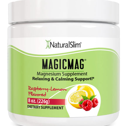 NaturalSlim MagicMag Magnesium Citrate Powder Drink for Relaxation, Stress, Constipation, Better Rest & Digestive Health, Magnesium Supplement for Women and Men, Raspberry Lemon 8oz