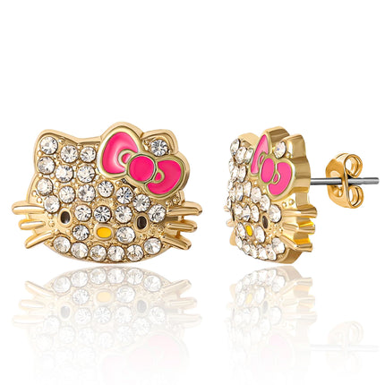 Sanrio Pave Crystal Hello Kitty Stud Earrings for Women Official License