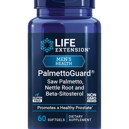 Life Extension PalmettoGuard® Saw Palmetto, Nettle Root and Beta-Sitosterol, Supports Healthy Prostate Function & Hormone Metabolism, 160 mg of Saw Palmetto for Men, Gluten-Free, Non-GMO, 60 softgels