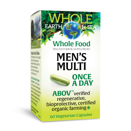 Natural Factors Whole Earth & SEA Men's Once A Day MULTIVITAMIN & Mineral, 60 Vegetarian Capsules