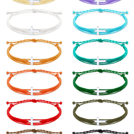 48 Pcs Cross Bracelets Bulk Christian Gifts Braided Rope for Women Men Kids