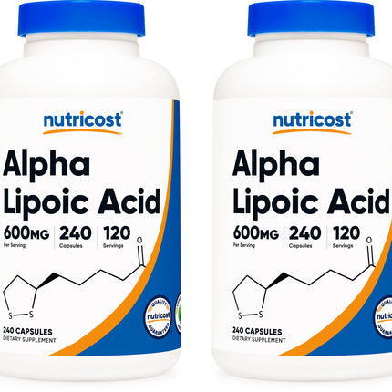 Nutricost Alpha Lipoic Acid 600mg, 240 Vegetarian Capsules - Gluten Free, Soy Free & Non-GMO, 120 Servings (2 Bottles)