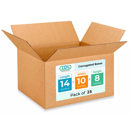Medium Moving & Shipping Boxes 14"L x 10"W x 8"H (25-Pack) - Extra Strength 200 lb vs Regular - Corrugated Heavy Duty Shipping Boxes - Durable Box for Shipping - Box to Pack by IDL Packaging