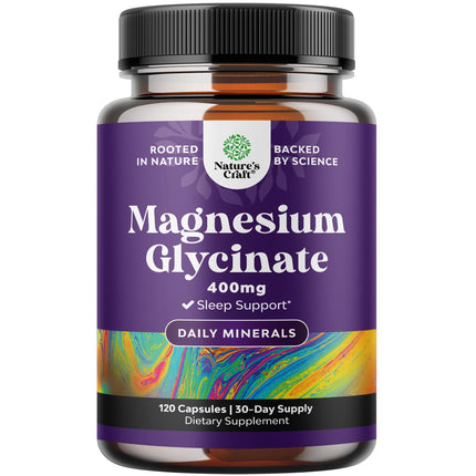 Pure Magnesium Glycinate Supplement 400mg Per Serving - Vegan High Absorption Chelated Magnesium Capsules for Women & Men with Elemental 400mg for Mood Sleep and Relaxation Support - 120 Count