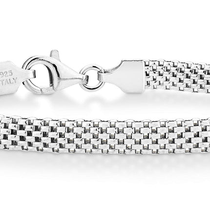 Miabella 925 Sterling Silver Italian 5mm Mesh Link Chain Bracelet for Women, Made in Italy (7.5 Inches)
