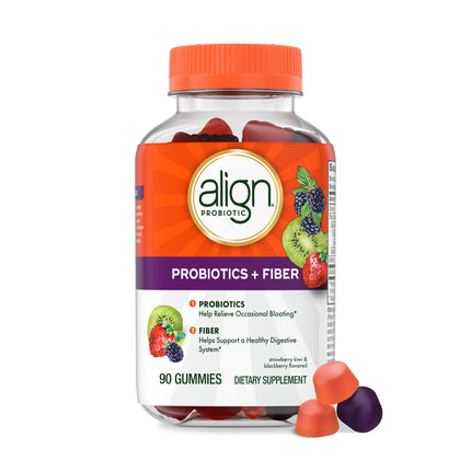 Align Probiotic, Probiotics + Fiber Gummies, Probiotics Help Relieve Occasional Bloating*, Fiber Helps Support a Healthy Digestive System*, #1 Doctor Recommended Probiotic Brand‡, 90 Gummies