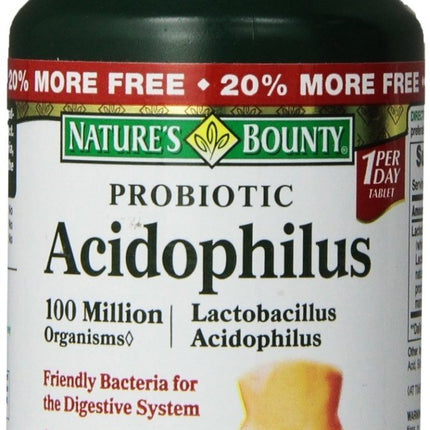 Nature's Bounty Probiotic Acidophilus Tablets, 120 ea (Pack of 5)