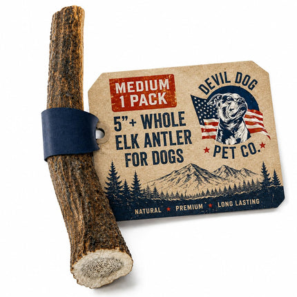 Devil Dog Pet Co Whole Elk Antlers for Dogs, Medium, Aggressive Chewers