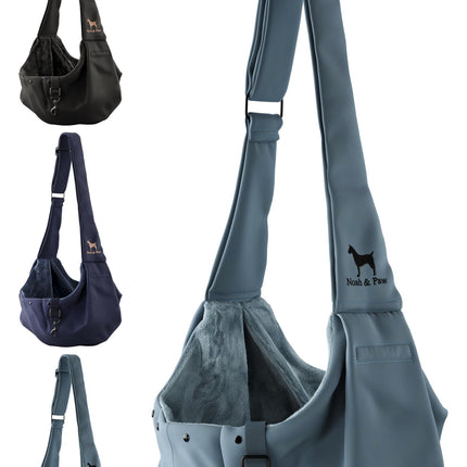Noah & Paw Dog Sling Carrier for Small Dogs 5-18lb, Dog Sling for Small Dogs and Cats, Dog Carrier with Adjustable Padded Strap, Premium Twill, Lined with Fur, Double Safety Feature, Machine Washable