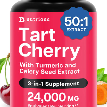 3 in 1 Tart Cherry Extract Capsules with Turmeric & Celery Seed for Feet & Joint Support Uric Acid Flush Cleanse & Purge Pills, 60 Veggie Capsules Manufactured in USA