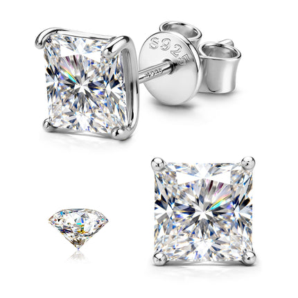 GEMQUEEN Moissanite Earrings Studs 925 Sterling Silver Hypoallergenic 2.4CT