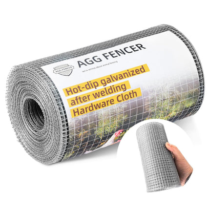 AggFencer 8inch x 25ft Hardware Cloth 1/4 inch Chicken Wire Fencing 23Ga, Hot Dipped Galvanized After Welding Garden Plant Supports Welded Metal Chicken Wire Fence, Poultry Animal Netting Cage Screen