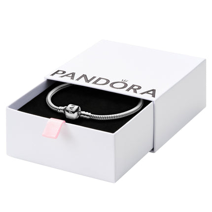 PANDORA Moments Barrel Clasp Snake Chain Bracelet - Silver Bracelet for Women - Sterling Silver - with Gift Box - 7.5"