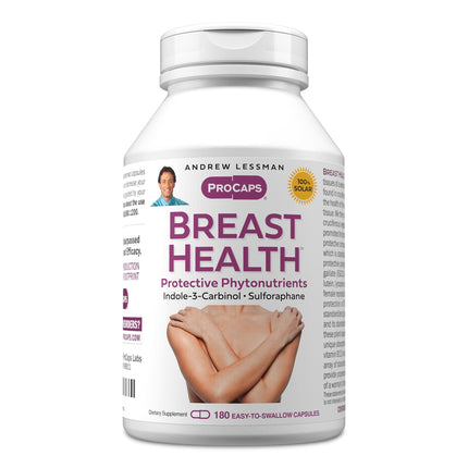 ANDREW LESSMAN Breast Health 180 Capsules - Provides Protective Compounds for Natural Support of The Delicate Tissue of The Breast, with Indole-3-Carbinol, Sulforaphane, Green Tea Extract, and More