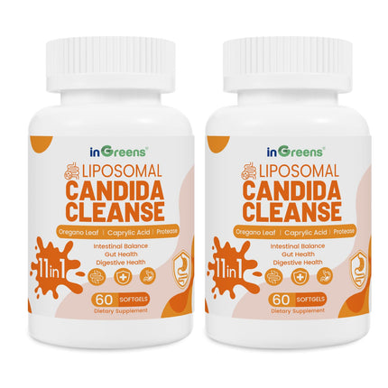 inGreens 11-in-1 Candida Support Supplement, Antifungal Overgrowth, Intestinal Detox & Gut Health for Women & Men, Balance Probiotic, Natural Herbal Oregano & Caprylic Acid Softgels, 120 Count