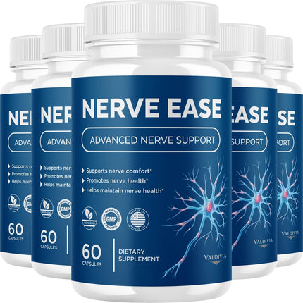 Valdivia (5 Pack) Nerve Ease Capsules - Official NerveEase Supplement, Premium Formula, Natural Vitamins for Health & Wellness - 300 Capsules for 5 Months