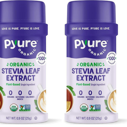 Pyure Organic Stevia Extract Powder, 100% Pure Stevia Leaf Extract, No Fillers, Sugar-Free, Keto, Paleo, Diabetic Friendly, Zero Calorie, 300x Sweeter Than Sugar, 1,000 Servings, USDA Organic