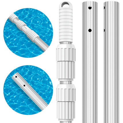 Upgraded Pool Pole 16.5 Foot Telescopic Swimming Pool Poles,Adjustable Telescopic Pool Cleaning Pole,Professional Pole for Skimmer Net,Rake,Brush,Vacuum Head,Heavy Duty Aluminum Thicken 1.3mm Pole