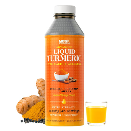 MBS Biotechnology Advanced Liquid Turmeric – High Absorption Curcumin with Black Pepper & Vitamin D3 for Maximum Bioavailability – Joint, Inflammation & Immune Support – 20.3 fl oz