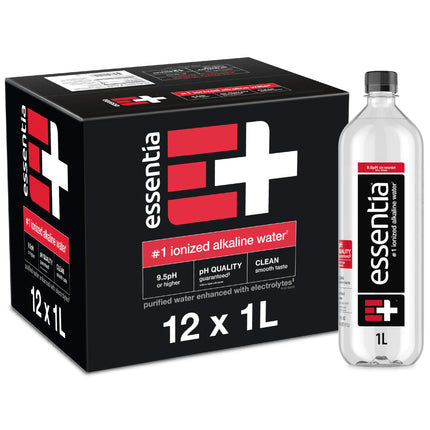 Essentia Ionized Alkaline Water, 9.5+ pH, 99.9% Pure, 12 x 1L