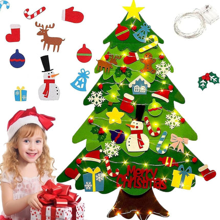 Montessori Felt Christmas Tree for Toddlers, Felt Christmas Tree for Kids, 2026 New Oversized Hanging Xmas Gifts, with Lights