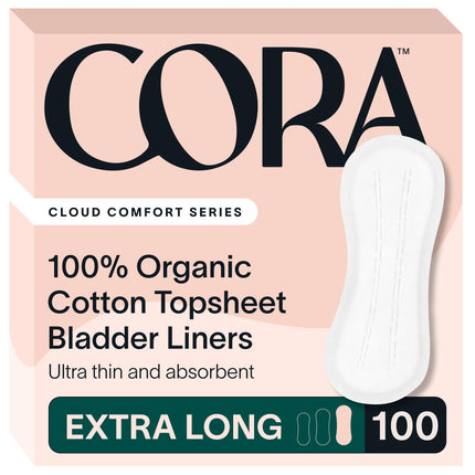 Cora 100% Organic Cotton Topsheet Bladder Liners (100 Extra Long Bladder Liners)