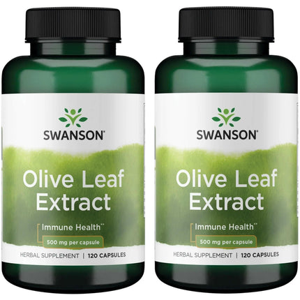 Swanson Olive Leaf Extract Immune and Cardiovascular Health Supplement for Adults Seeking Year-Round Immune Support - 20% Oleuropein (120 Capsules, 500 mg, 2 Pack)