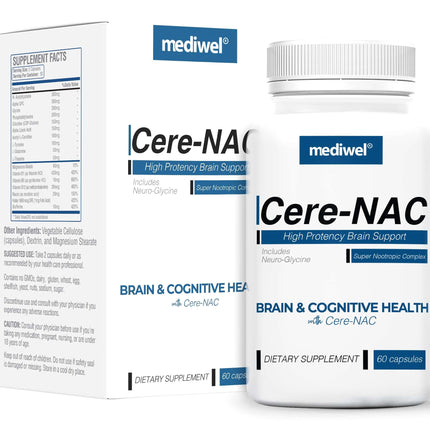 Cere-NAC Advanced Brain Supplement - Cognitive & Mental Clarity Support - NAC, Glycine, Alpha GPC, Citicoline (CDP-Choline), L-Theanine, Phosphatidylserine, Alpha Lipoic Acid - Made in USA