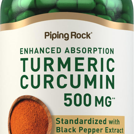 Piping Rock Turmeric Curcumin Supplement | 240 Capsules | with Black Pepper Extract | Standardized Complex | Non-GMO, Gluten Free