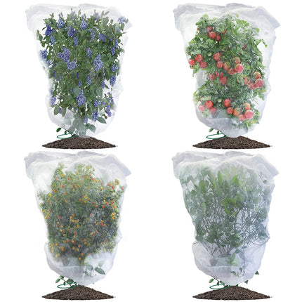 Evoio Bird Netting for Garden Blueberry Bushes Fruit Tree Netting Cover Plant Protection Mesh Bags with Drawstring, 4 Pack 4.6 x 5.9 ft Shrubs Bush Tomato Strawberry Berry Barrier Protectors Net