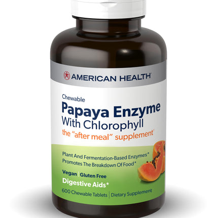 American Health Chewable Papaya Enzyme with Chlorophyll 600 Chwbls