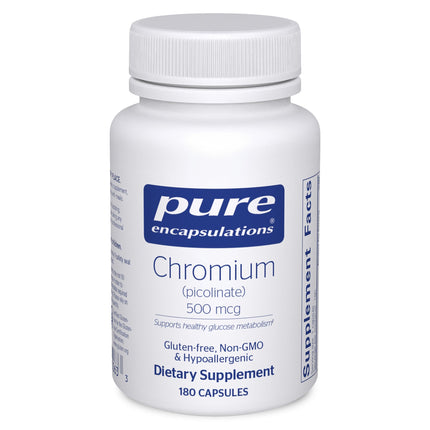 Pure Encapsulations Chromium (Picolinate) 500 mcg - for Lipid & Carbohydrate Metabolism* - Mineral Supplement - Superior Absorption Chromium Supplement - Vegan & Gluten Free - 180 Capsules