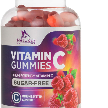 Zero Sugar Vitamin C Gummies - Immune Support & Antioxidant VitaminC Dietary Supplement - Vegan, Non-GMO, Dairy & Gluten Free C Vitamin Gummy - Raspberry Flavor for Kids & Adults - 120 Count Gummies